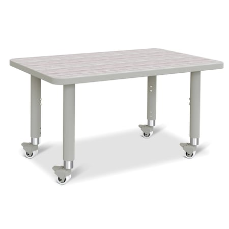 Jonti-Craft Berries Rectangle Activity Table, 24 in. x 36 in., Mobile, Driftwood Gray/Gray/Gray 6478JCM450